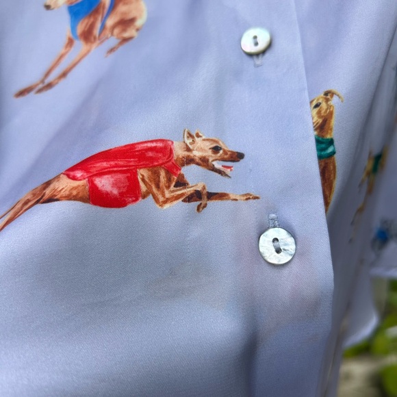 Zara Multicolore Printed Dog Satin Blouse  M - Picture 12 of 16